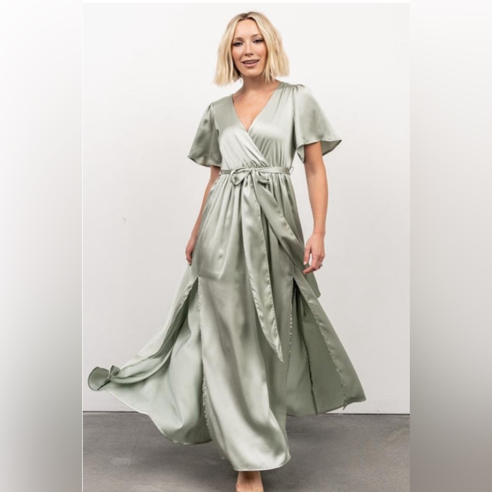 Baltic Born Sicily Sage Satin Maxi Dress